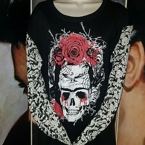 Too Fast Message of Pain Poem Frida Bleeding Skull Roses Oversize Sweatshirt